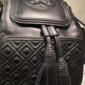 TORY BURCH BLACK LEATHER BACKPACK